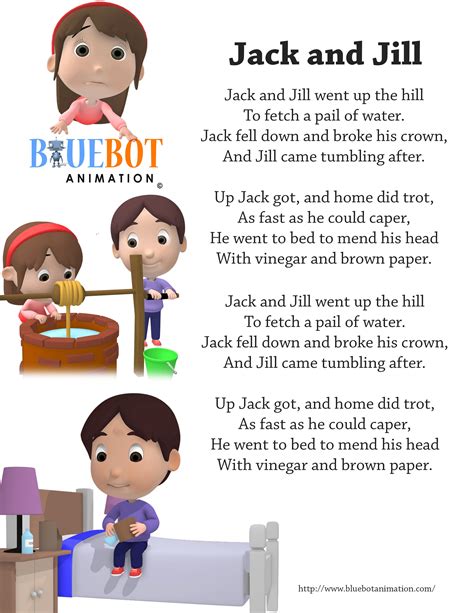 Nursery Songs and Rhymes. Jack and Jill. Join in and sing along with Cat Sandion to this video for EYFS, children aged up to 5, of the rhyme 'Jack and Jill went up the hill'. Includes the lyrics ...